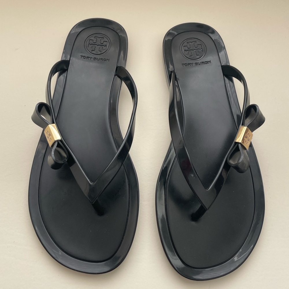 Tory Burch Michaela Bow Jelly Black Sandals